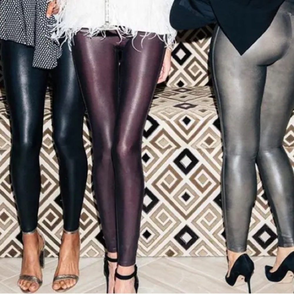 SPANX Faux Leather Leggings XS Regular Wine